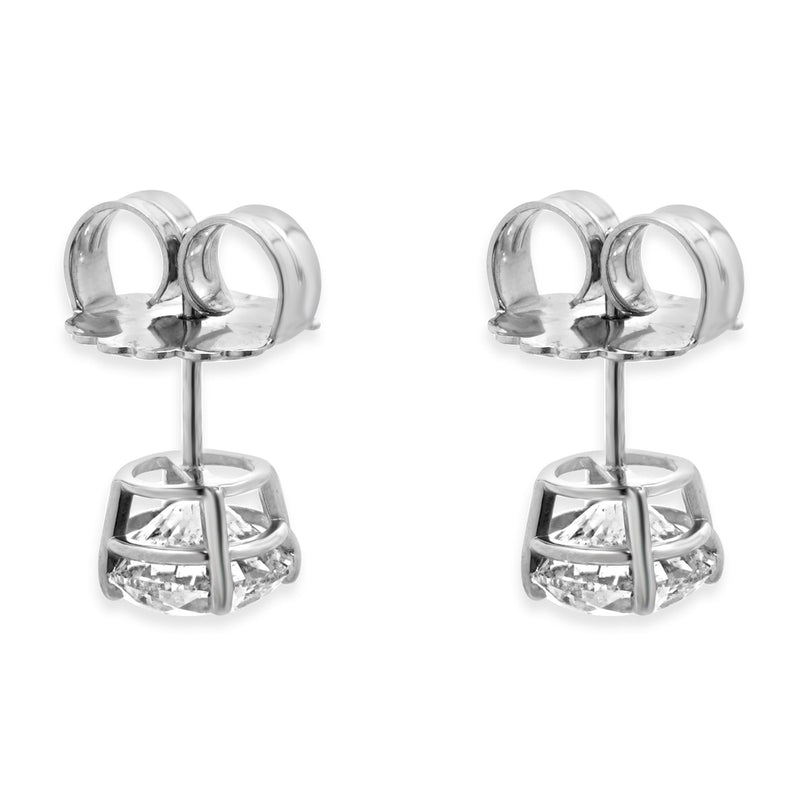 14 Karat White Gold Round Brilliant Cut Diamond Stud Earrings