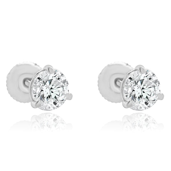 14 Karat White Gold Diamond Stud Earrings