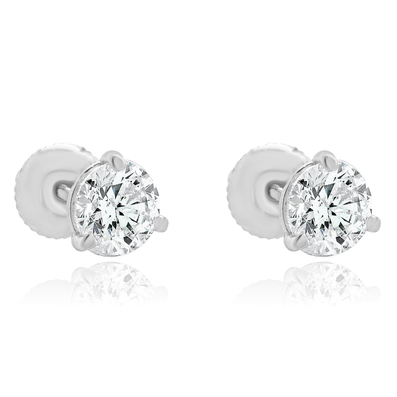 14 Karat White Gold Diamond Stud Earrings