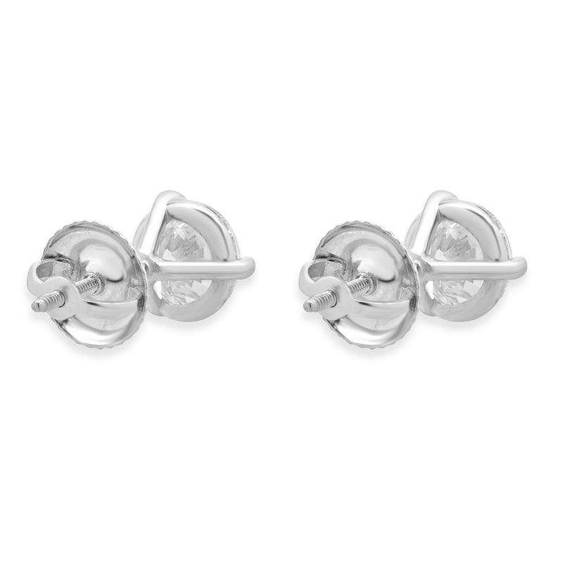 14 Karat White Gold Diamond Stud Earrings