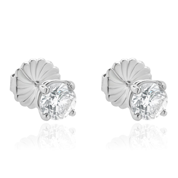 14 Karat White Gold Diamond Stud Earrings
