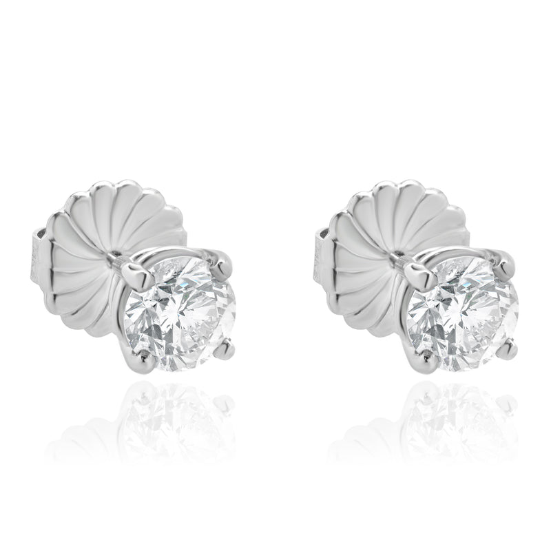 14 Karat White Gold Diamond Stud Earrings