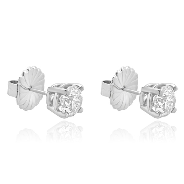 14 Karat White Gold Diamond Stud Earrings