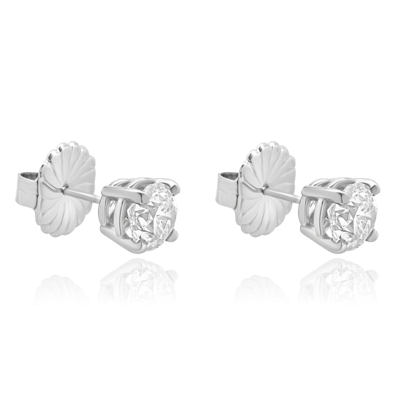 14 Karat White Gold Diamond Stud Earrings
