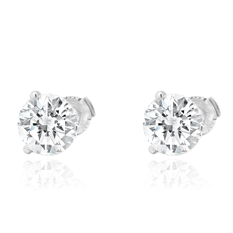14 Karat White Gold Round Brilliant Cut Diamond Stud Earrings