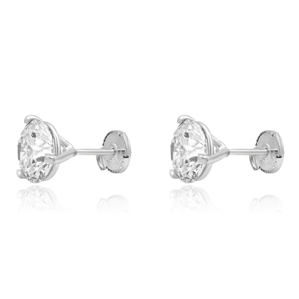 14 Karat White Gold Round Brilliant Cut Diamond Stud Earrings