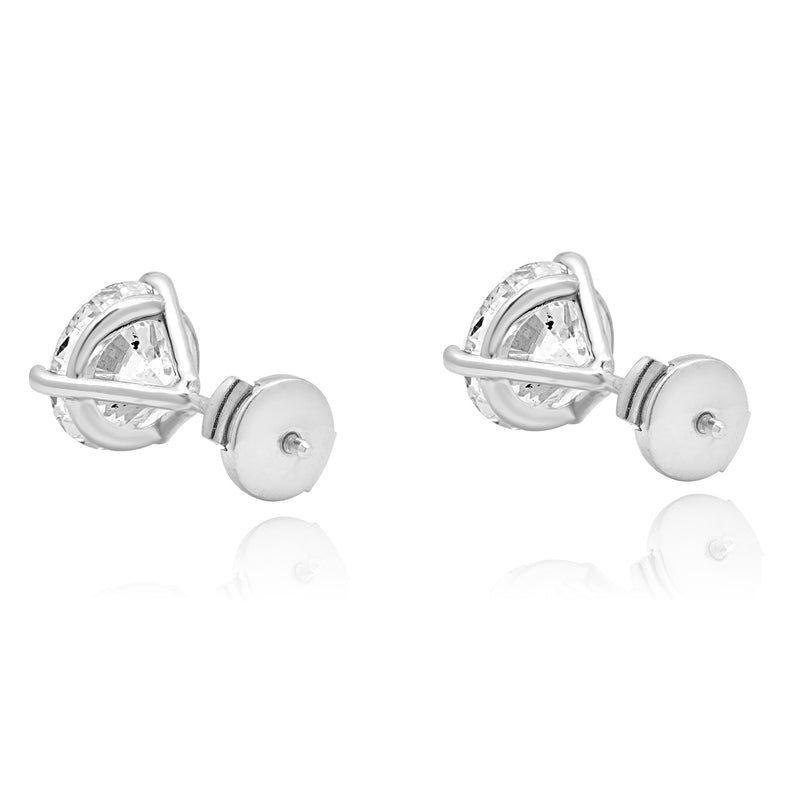 14 Karat White Gold Round Brilliant Cut Diamond Stud Earrings