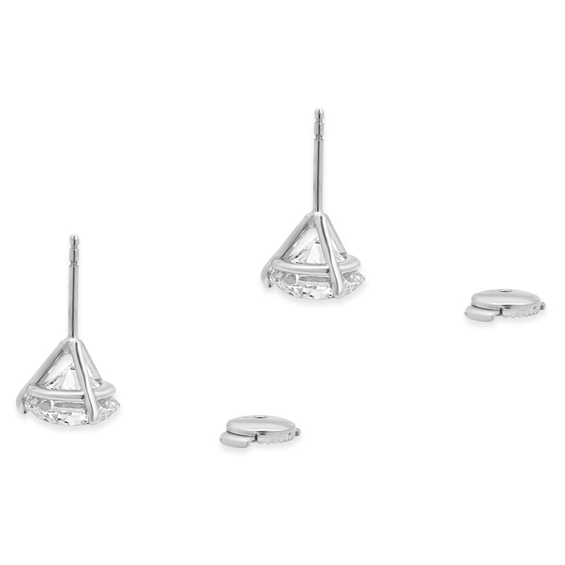 14 Karat White Gold Round Brilliant Cut Diamond Stud Earrings