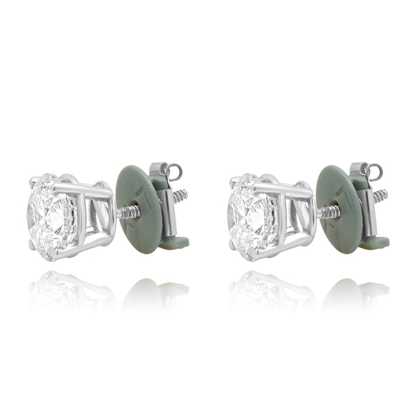 14 Karat White Gold Round Brilliant Cut Diamond Stud Earrings