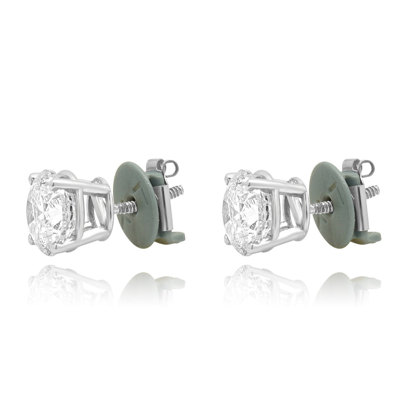 14 Karat White Gold Round Brilliant Cut Diamond Stud Earrings