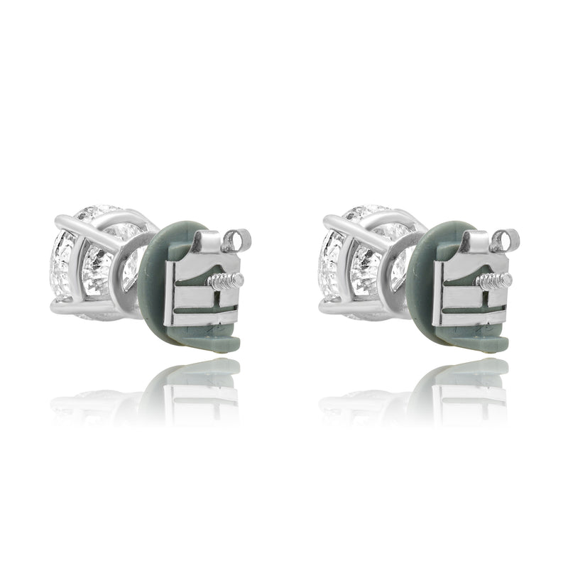 14 Karat White Gold Round Brilliant Cut Diamond Stud Earrings