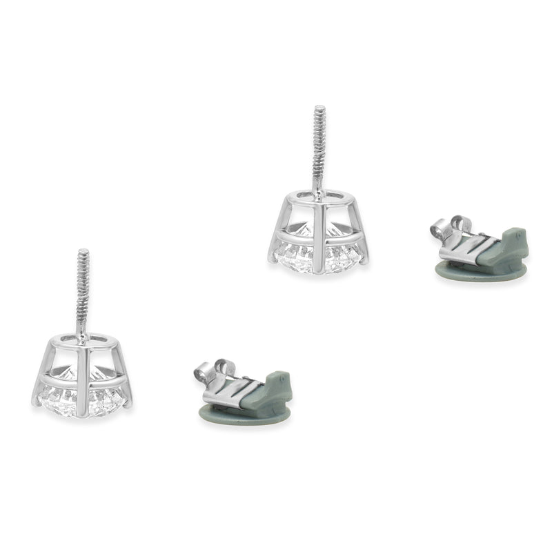 14 Karat White Gold Round Brilliant Cut Diamond Stud Earrings