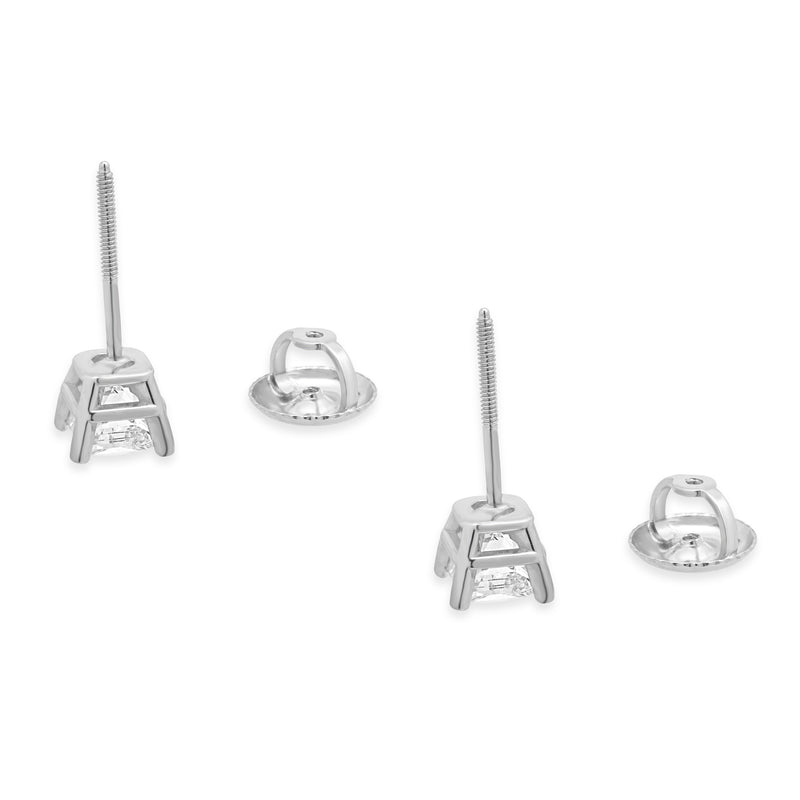 14 Karat White Gold Princess Cut Diamond Stud Earrings