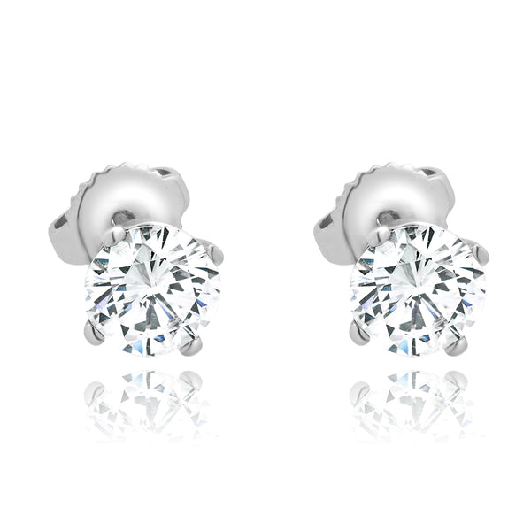14 Karat White Gold Round Brilliant Cut Diamond Stud Earrings