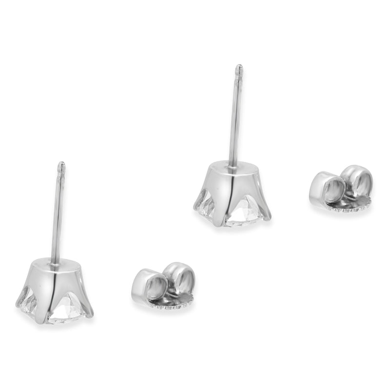 14 Karat White Gold Round Brilliant Cut Diamond Stud Earrings