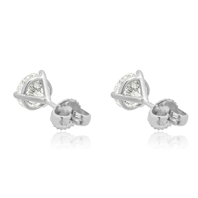14 Karat White Gold Round Brilliant Cut Diamond Stud Earrings