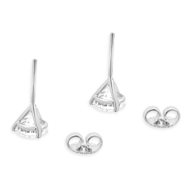 14 Karat White Gold Round Brilliant Cut Diamond Stud Earrings