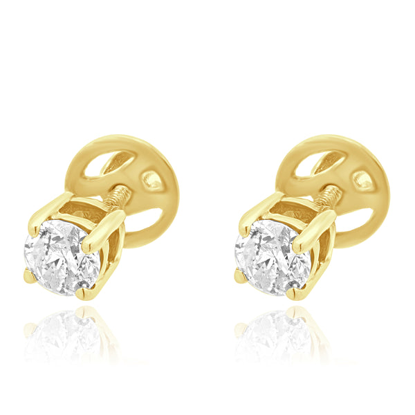 14 Karat White Gold Round Brilliant Cut Diamond Stud Earrings
