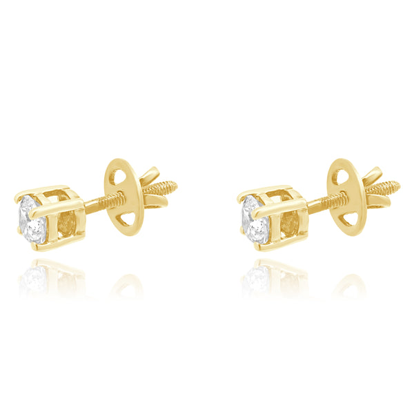 14 Karat White Gold Round Brilliant Cut Diamond Stud Earrings