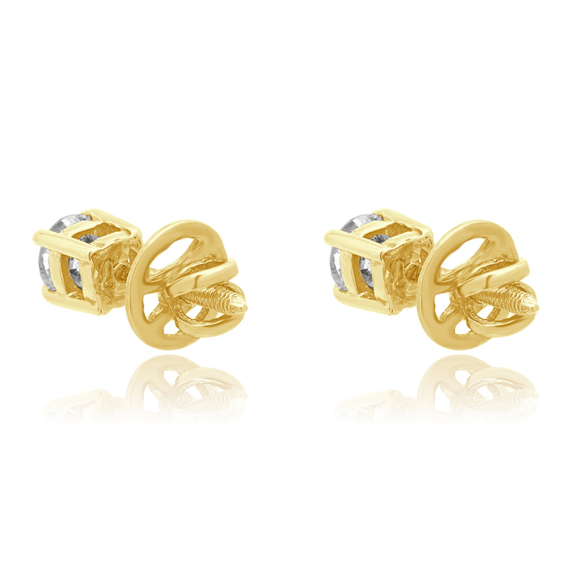 14 Karat White Gold Round Brilliant Cut Diamond Stud Earrings