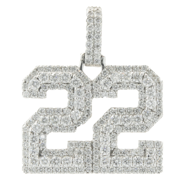 14 Karat White Gold Pave Diamond 22 Pendant