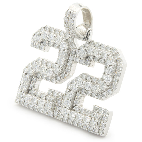 14 Karat White Gold Pave Diamond 22 Pendant