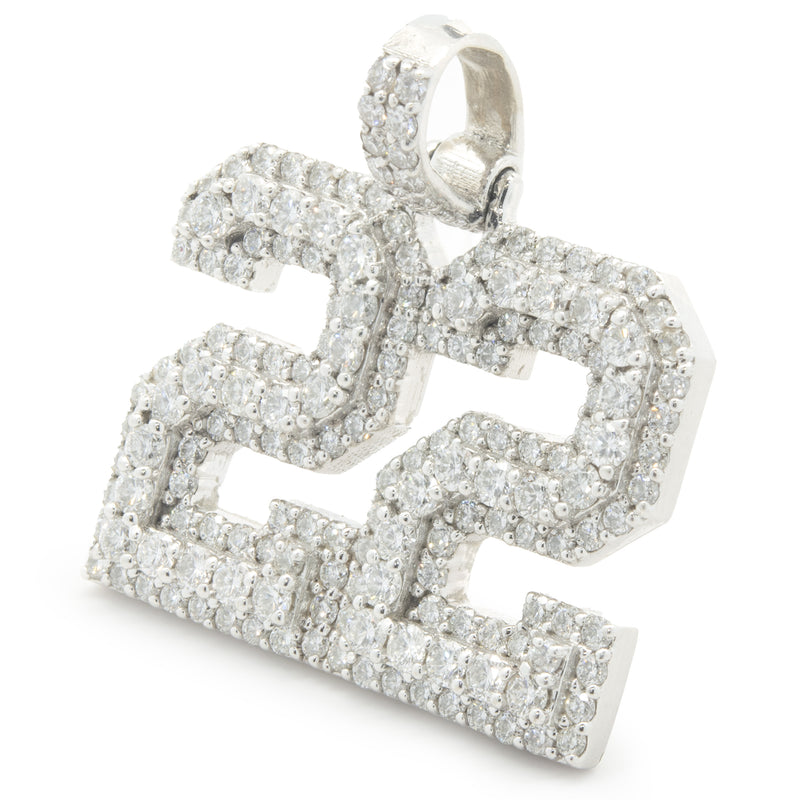 14 Karat White Gold Pave Diamond 22 Pendant