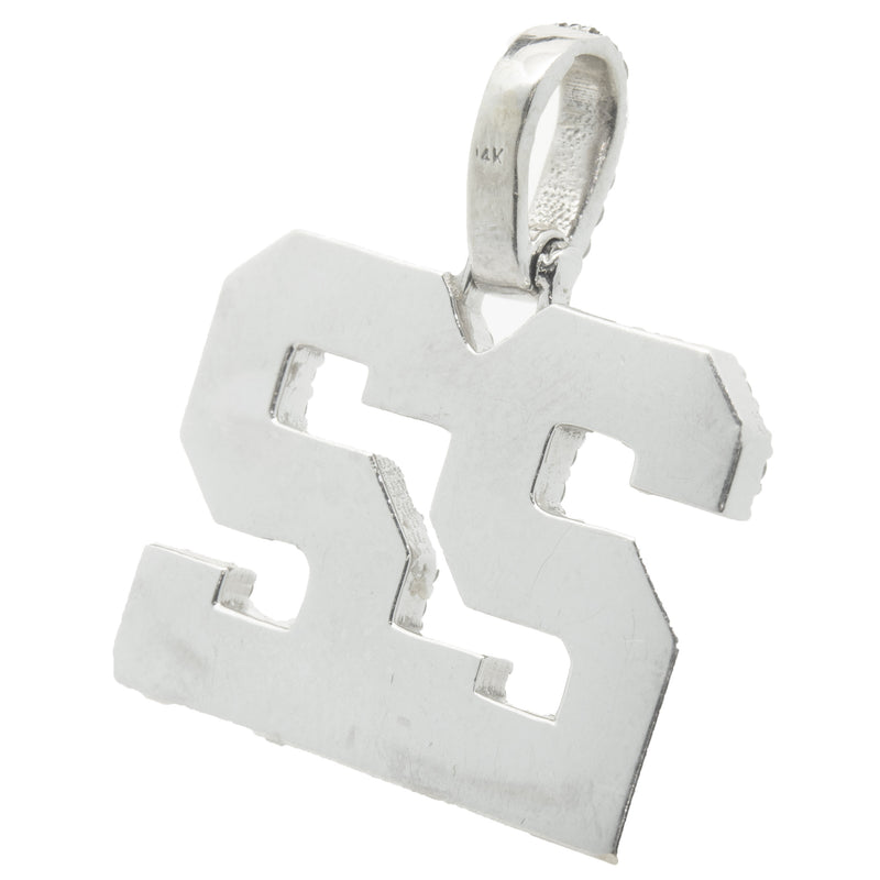 14 Karat White Gold Pave Diamond 22 Pendant
