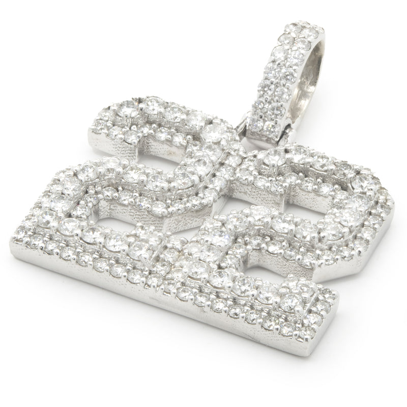 14 Karat White Gold Pave Diamond 22 Pendant
