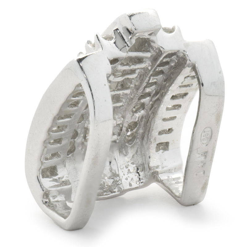 14 Karat White Gold Channel Set Princess and Round Brilliant Cut Diamond Slide Pendant
