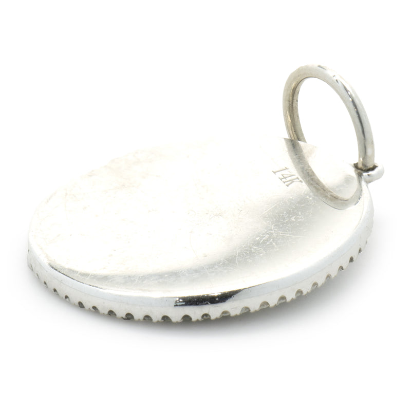 14 Karat White Gold Diamond Compass Medallion Pendant