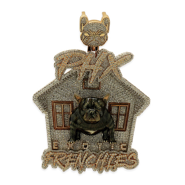 14k Two Tone Diamond Phoenix Exoctic Frenchies Pendant