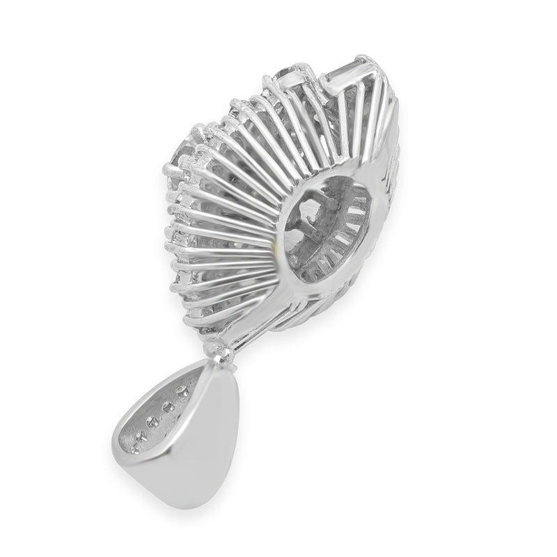 Platinum/ 14k White Gold Baguette & Round Brillaint Diamond Bypass Pendant