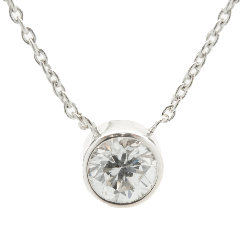 14 Karat White Gold Diamond Solitaire Necklace with Extension