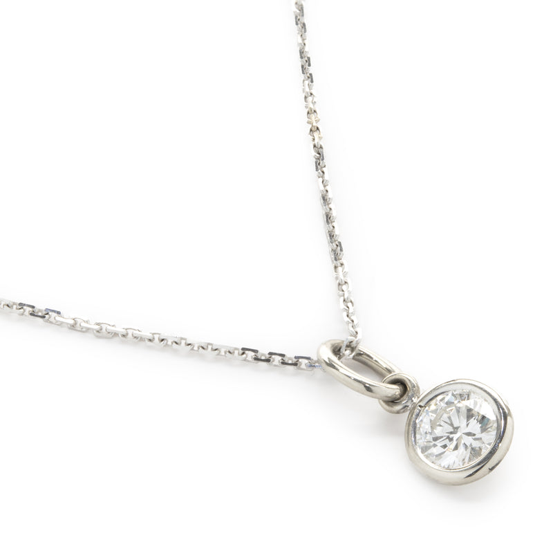 14 Karat White Gold Bezel Set Diamond Solitaire Necklace