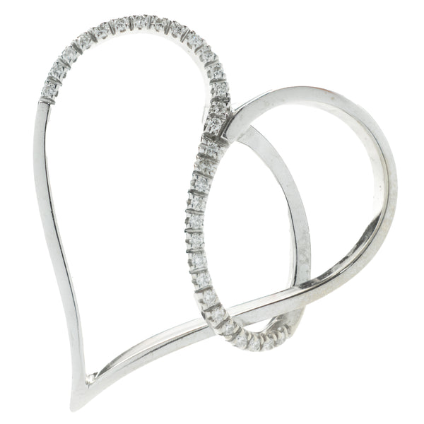 18 Karat White Gold Open Heart Diamond Swirl Pendant