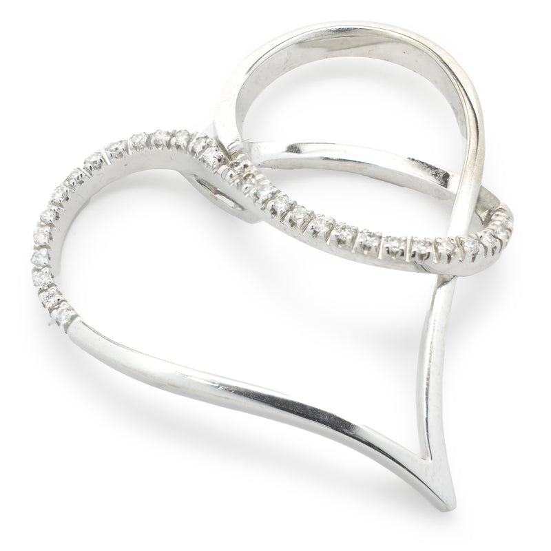 18 Karat White Gold Open Heart Diamond Swirl Pendant