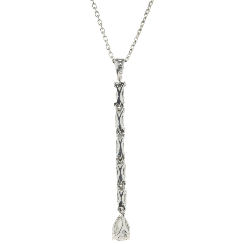 18 Karat White Gold Baguette and Pear Drop Diamond Necklace