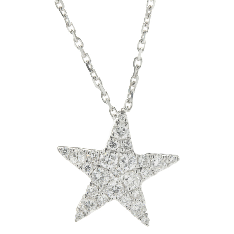 18 Karat White Gold Pave Diamond Star Necklace