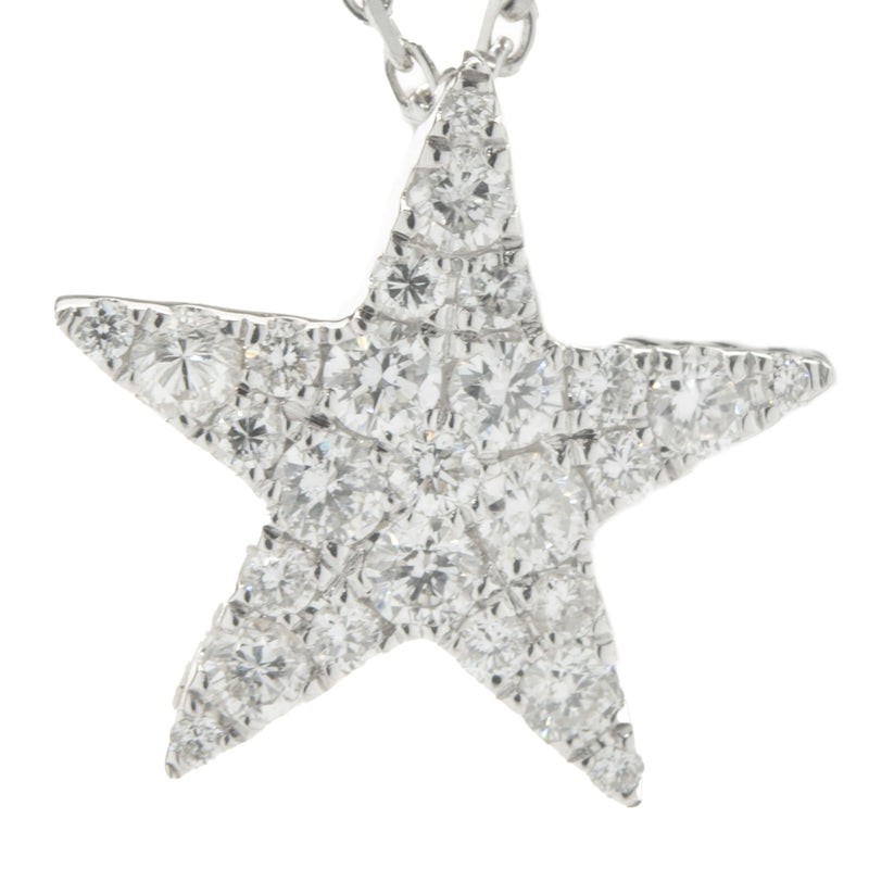 18 Karat White Gold Pave Diamond Star Necklace