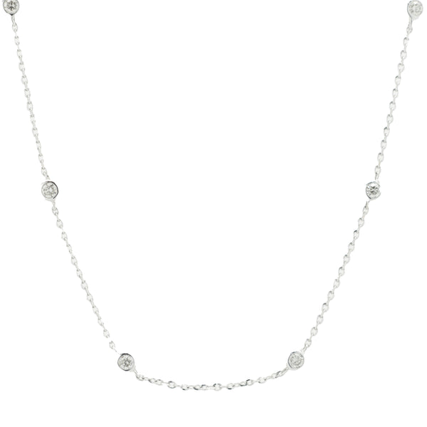 14 Karat White Gold Diamonds By The Yard Necklace