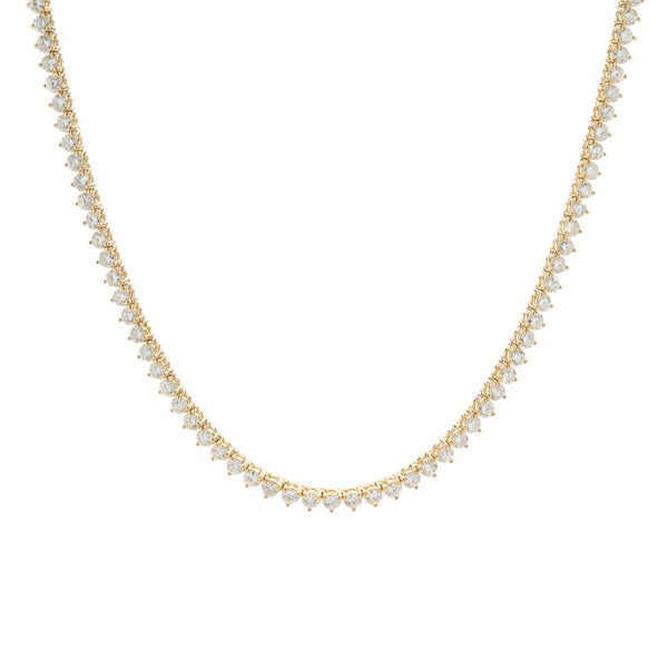 18 Karat Yellow Gold Diamond Tennis Necklace