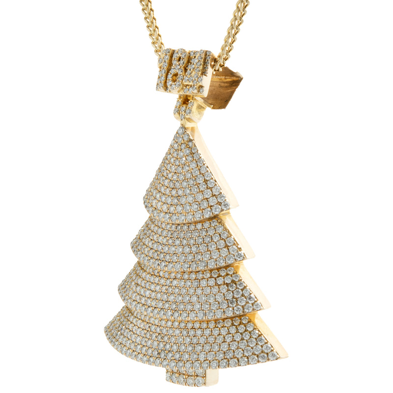 10 Karat Yellow Gold Pave Diamond “184” Pine Tree Necklace