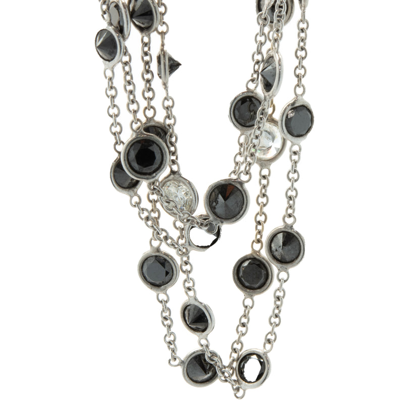 18 Karat White Gold Black and White Diamonds By The Yard Necklace