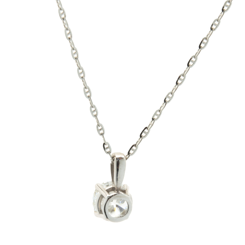 14 Karat White Gold Diamond Solitaire Necklace