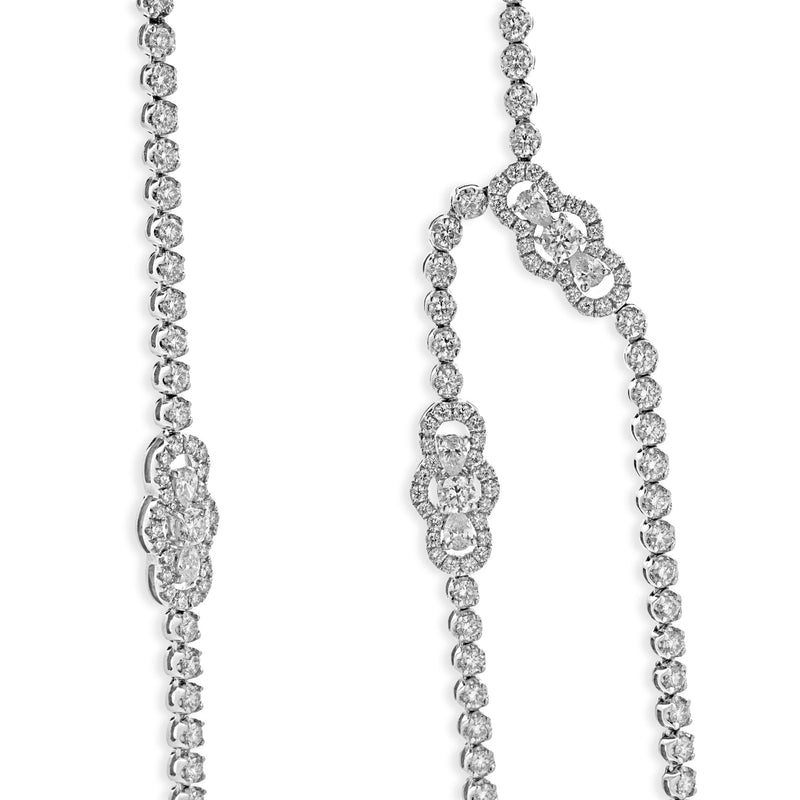 18 Karat White Gold Double Row Diamond Opera Length Necklace