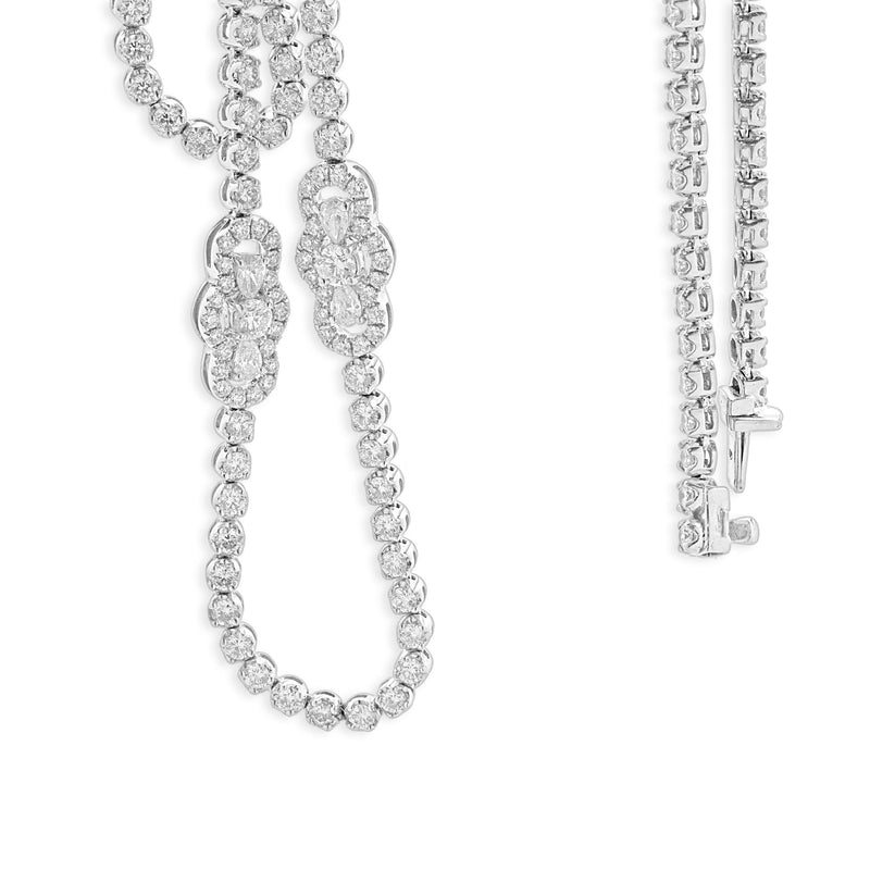 18 Karat White Gold Double Row Diamond Opera Length Necklace