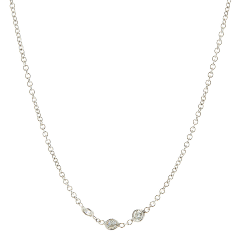 18 Karat White Gold Diamonds By The Yard Station Necklace