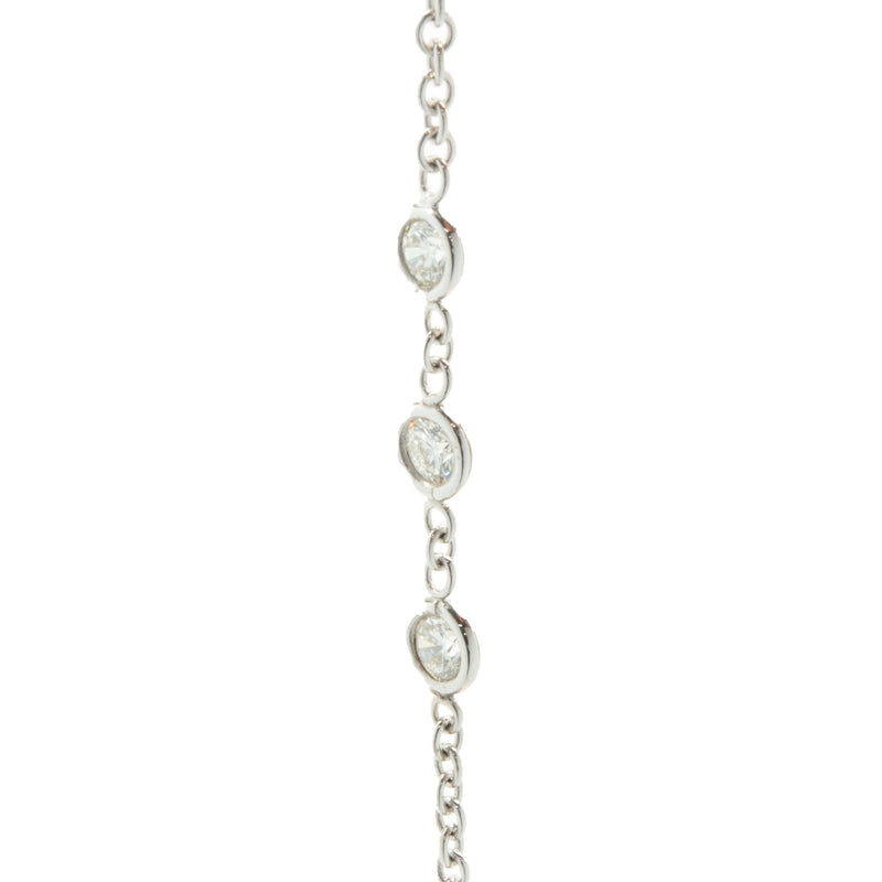 18 Karat White Gold Diamonds By The Yard Station Necklace