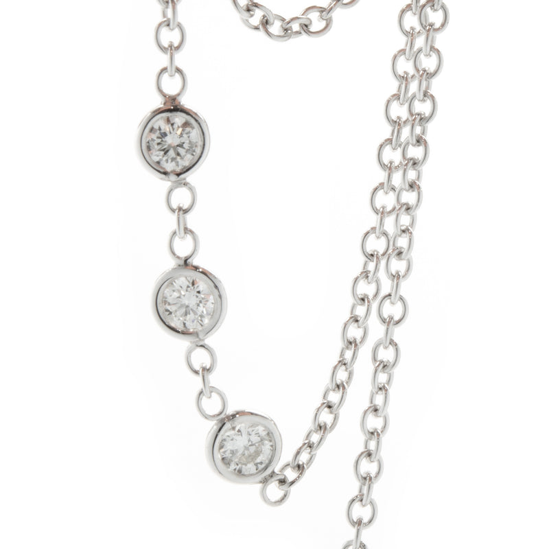 18 Karat White Gold Diamonds By The Yard Station Necklace